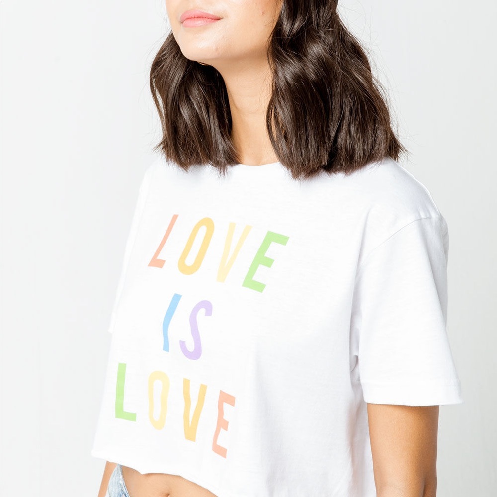 HP! NWT Full Tilt Love Is Love Crop Tee - Picture 2 of 6